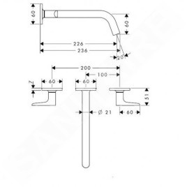 Axor Citterio M - Set de finition pour mitigeur de lavabo encastré 3 trous, chrome 34315000