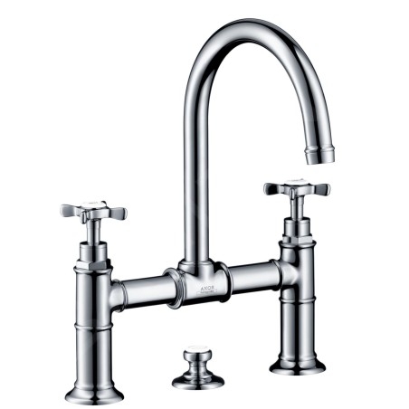 Axor Montreux - Mélangeur lavabo avec bec orientable et garniture de vidage Push-Open, montage installation à 2 trous, chrome