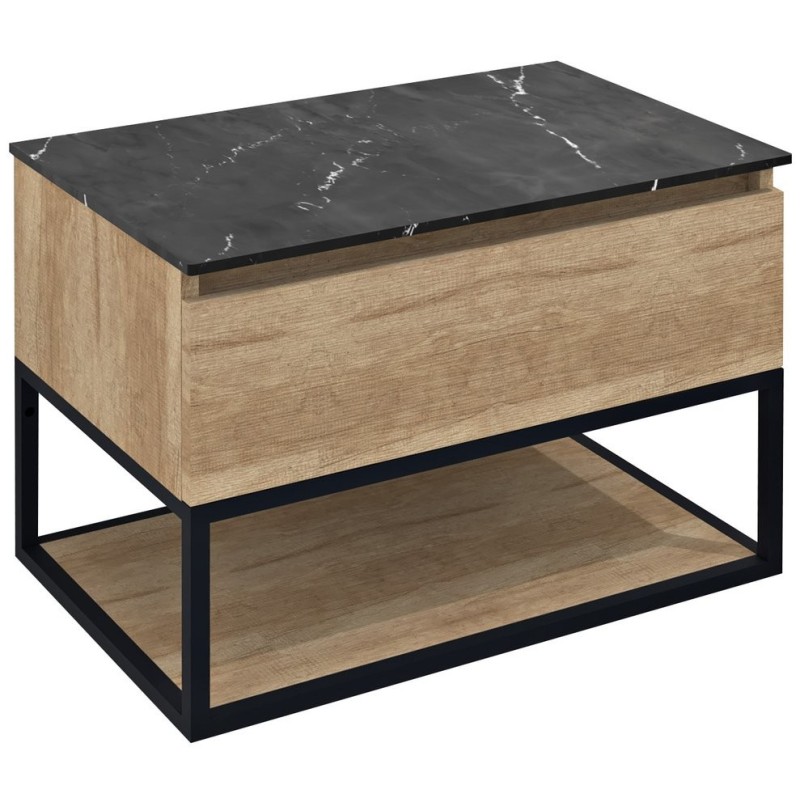 SKARA Vanity Unit 80x50x45cm, noir mat/Oak Alabama SKARA Vanity Unit 80x50x45cm, noir mat/Oak Alabama