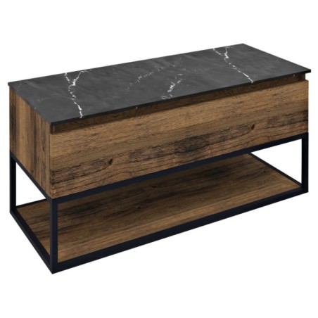 SKARA Vanity Unité 100x50x45cm, noir mat/oak collingwood