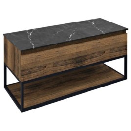 SKARA Vanity Unité 100x50x45cm, noir mat/oak collingwood