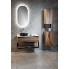SKARA Vanity Unité 100x50x45cm, noir mat/oak collingwood