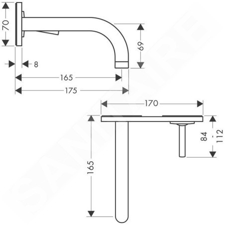 Axor Uno - Mitigeur de lavabo encastré, chrome 38112000