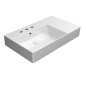 KUBE X lavabo en céramique 80x47cm, plateau droit, 3 trous de robinet, blanc ExtraGlaze KUBE X lavabo en céramique 80x47cm, plateau droit, 3 trous de robinet, blanc ExtraGlaze