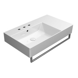 KUBE X lavabo en céramique 80x47cm, plateau droit, 3 trous de robinet, blanc ExtraGlaze