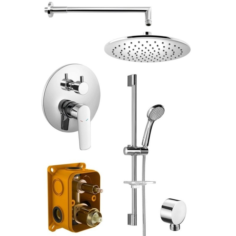 SCHMITZ Douche en béton Set avec un seul levier Mixer Tap, 2 Outlets, Chrome SCHMITZ Douche en béton Set avec un seul levier Mixer Tap, 2 Outlets, Chrome