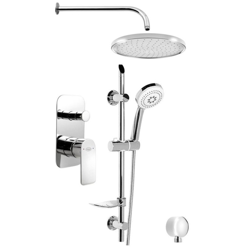 DAPHNE Douche en béton Set avec un seul levier Mixer Tap, 2 Outlets, chrome