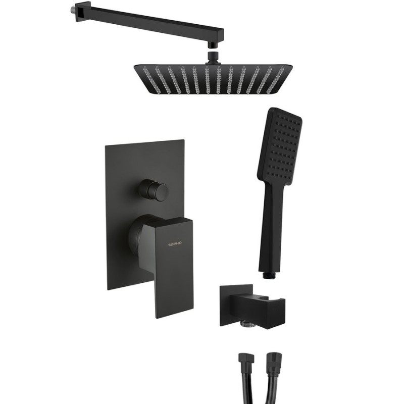 LATUS douche cachée avec un robinet de mélangeur de levier, 2 prises, noir mat LATUS douche cachée avec un robinet de mélangeur de levier, 2 prises, noir mat