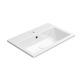 KUBE X lavabo en céramique 58,5x40,5cm, encastré, blanc ExtraGlaze