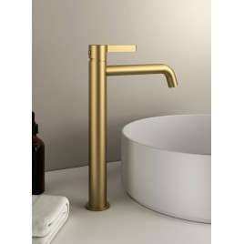 Robinet mélangeur de lavabo ICONIC, haut, sans déchets, tapis d'or