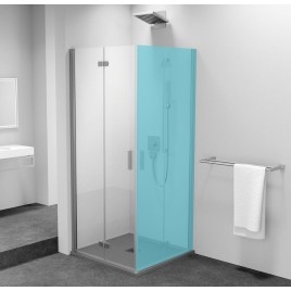 ZOOM Porte de douche bi-plis 900 mm, verre clair, à gauche