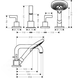 Axor Citterio - Mitigeur de baignoire, installation à 4 trous, chrome 39446000