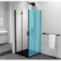 ZOOM BLACK Porte de douche bi-plis 900 mm, verre clair, à gauche