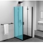 ZOOM BLACK Porte de douche bi-fold 800 mm, verre clair, droite