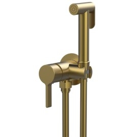 Robinet de mixeur caché ICONIC avec douche d'arrêt, ronde, tapis d'or
