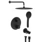 Set de douche en béton avec robinet de mélangeur thermostatique, boîte d'installation, 2 Outlets, tapis noir Set de douche en béton avec robinet de mélangeur thermostatique, boîte d'installation, 2 Outlets, tapis noir