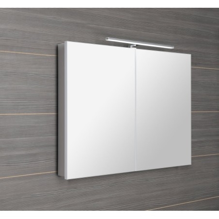GRETA armoire miroir incl. Lumière LED, 101x70x14cm, blanc mat