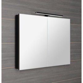 GRETA armoire miroir incl. Lumière LED, 101x70x14cm, noir mat