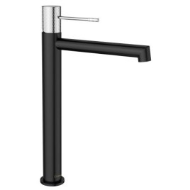 SOLARIS Robinet de mélangeur de lavabo sans pop up déchets, mat noir/chrome