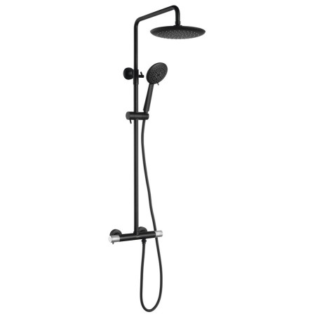 SOLARIS Set de douche Combi avec robinet de mélangeur thermostatique, noir mat/chrome