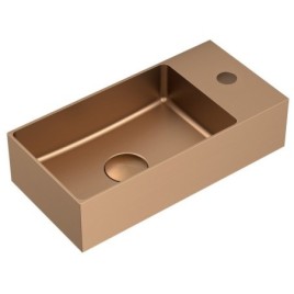 AURUM lavabo en acier inoxydable, 36,5x18cm, y compris drain, gauche/droite, or en cuivre
