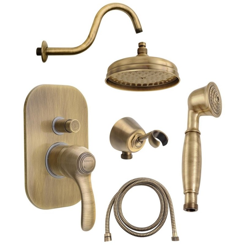 KIRKÉ Douche en béton Set avec un seul levier Mixer Tap, 2 Outlets, chrome KIRKÉ Douche en béton Set avec un seul levier Mixer Tap, 2 Outlets, chrome