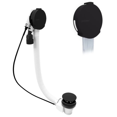 Pop Up Bath Filler Waste (L) 600mm, Plug 72mm, noir mat