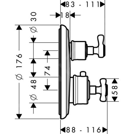 Axor Montreux - Mitigeur thermostatique encastré avec vanne d’arrêt et inverseur, chrome 16820000