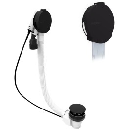 Pop Up Bath Filler Waste (L) 1000mm, Plug 72mm, noir mat