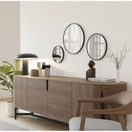 NOTION SLIM Miroir encadré, rond, ø 50cm, noir mat