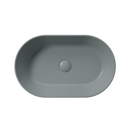 KUBE X lavabo en céramique sur la planche, 60x37cm, ovale, agave mat