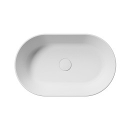 KUBE X lavabo en céramique sur la planche, 60x37cm, ovale, blanc mat