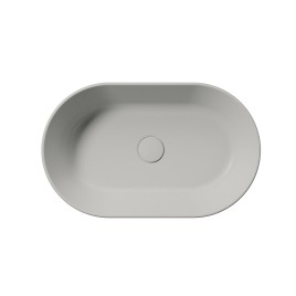 KUBE X lavabo en céramique sur la planche, 60x37cm, ovale, cenere mat