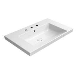 Lavabo en céramique NORM 80x50cm, 3 trous de robinet, blanc ExtraGlaze
