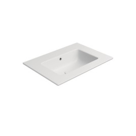 PURA lavabo en céramique Slim 62x46cm, pas de trou de robinet, blanc mat