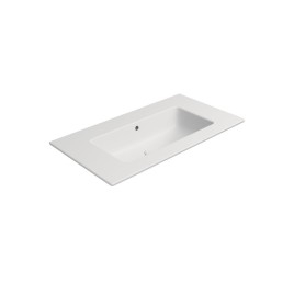 PURA lavabo en céramique mince 82x46cm, pas de trou de robinet, blanc mat