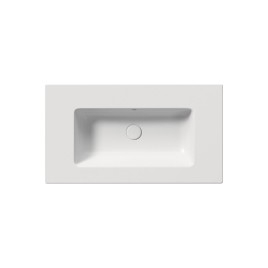 PURA lavabo en céramique mince 82x46cm, pas de trou de robinet, blanc mat