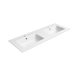 PURA double lavabo en céramique mince 122x46cm, blanc ExtraGlaze
