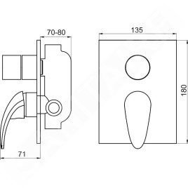 Novaservis Metalia 55 - Robinetterie à encastrer pour 2 sorties, avec inverseur pour 2 sorties, chrome 55050R,0