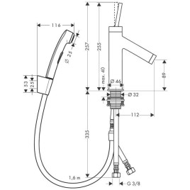 Axor Starck - Set de mitigeur de lavabo avec douchette de bidet et flexible de douche, chrome 10300000