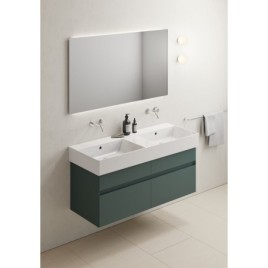 KUBE X double lavabo en céramique 120x47cm, sans trou de robinet, blanc ExtraGlaze