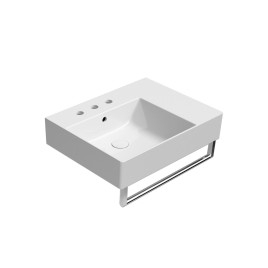 KUBE X lavabo en céramique 60x47cm, plateau droit, 3 trous de robinet, blanc ExtraGlaze
