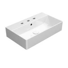 KUBE X lavabo en céramique 60x37cm, 3 trous de robinet, blanc ExtraGlaze
