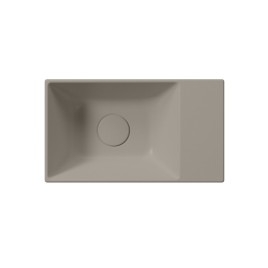 KUBE X lavabo en céramique 40x23cm, pas de trou de robinet, droite/gauche, tortora mat