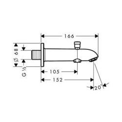 Hansgrohe Talis S2 - Tuyau d’écoulement de baignoire E avec commutateur de 152 mm, chrome 13423000