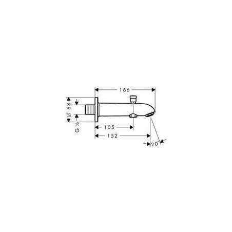 Hansgrohe Talis S2 - Tuyau d’écoulement de baignoire E avec commutateur de 152 mm, chrome 13423000