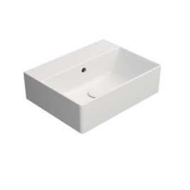KUBE X lavabo en céramique 45x35cm, pas de trou de robinet, blanc mat