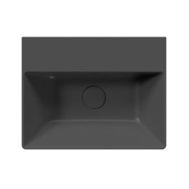 KUBE X lavabo en céramique 45x35cm, pas de trou de robinet, noir mat