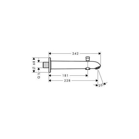 Hansgrohe Talis S2 - Tuyau d’écoulement de baignoire E avec commutateur de 228 mm, chrome 13424000