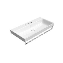 NUBES lavabo en céramique 100x50cm, 3 trous de robinet, blanc ExtraGlaze